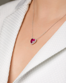 Колье с турмалином рубеллитом и бриллиантами, белое золото