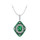Подвес с изумрудами и бриллиантами, белое золото