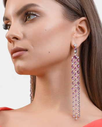 Серьги с сапфирами и бриллиантами, белое золото 3