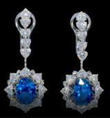 Серьги с сапфирами и бриллиантами, белое золото