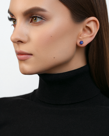 Пусеты с сапфирами, белое золото, н.керамика 2