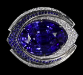 Кольцо с сапфирами и бриллиантами, белое золото