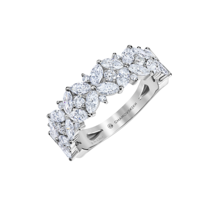 Кольцо с бриллиантами, белое золото 1