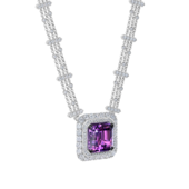 Колье с аметистом и бриллиантами, белое золото