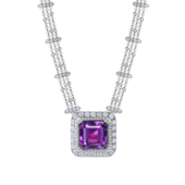 Колье с аметистом и бриллиантами, белое золото