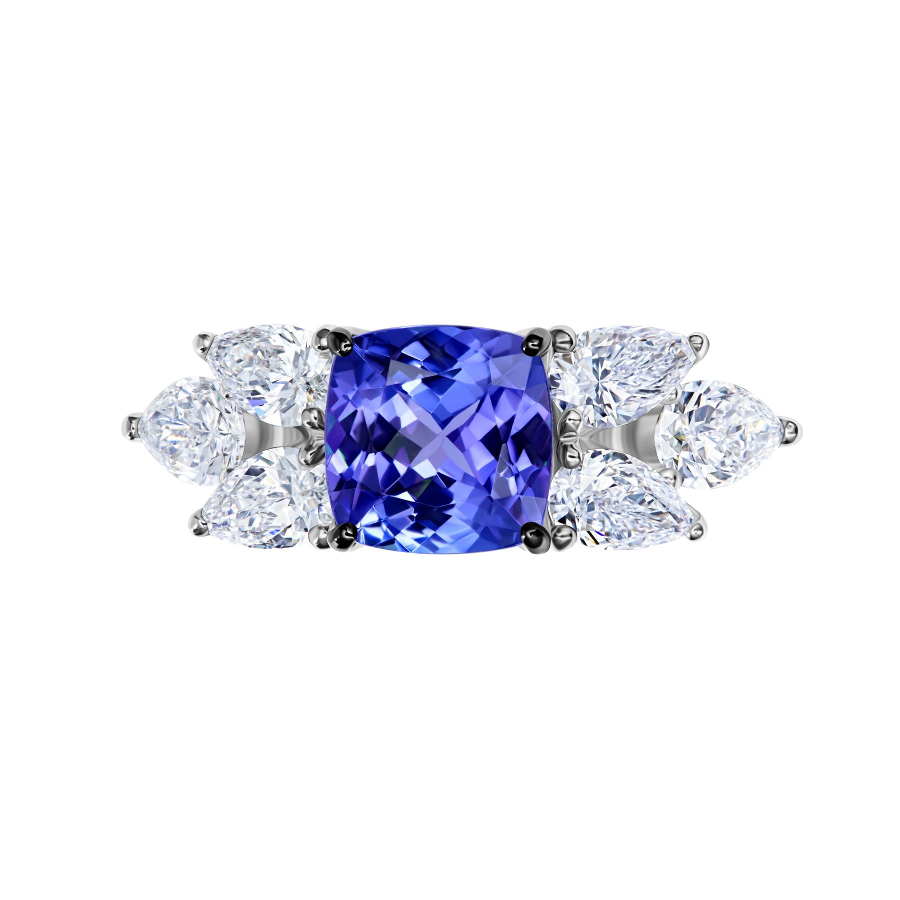 Кольцо с танзанитом и бриллиантами, белое золото