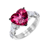 Кольцо с турмалином рубеллитом и бриллиантами, белое золото