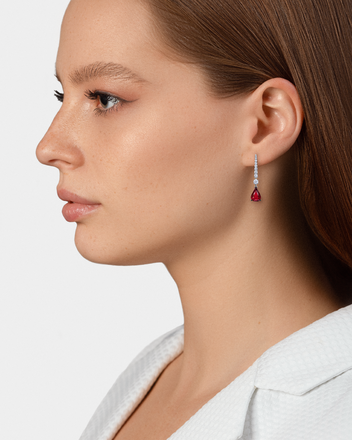 Серьги с рубинами и бриллиантами, белое золото 3