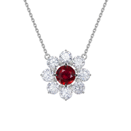 Колье с рубином и бриллиантами, белое золото 1