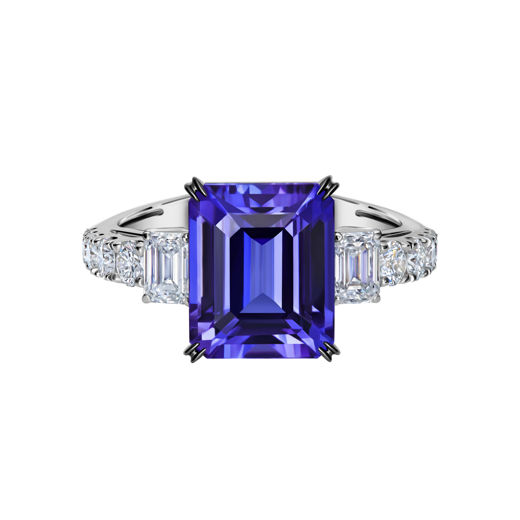 Кольцо с танзанитом и бриллиантами, белое золото