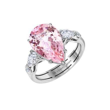Кольцо с морганитом и бриллиантами, белое золото 1