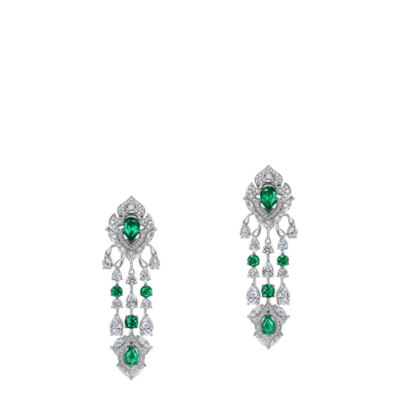 Серьги с изумрудами и бриллиантами, белое золото 3