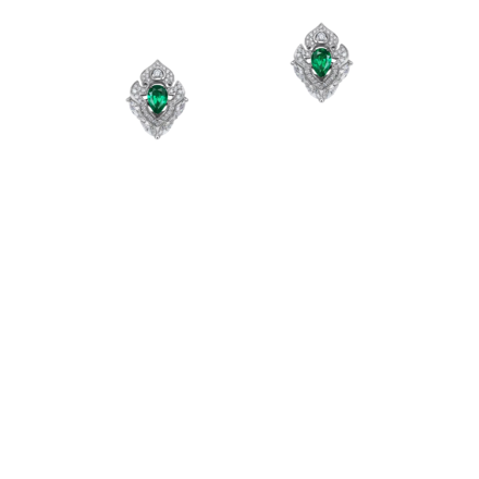 Серьги с изумрудами и бриллиантами, белое золото 4