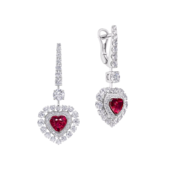 Серьги с рубинами и бриллиантами, белое золото