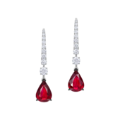 Серьги с рубинами и бриллиантами, белое золото