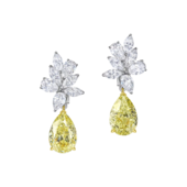 Серьги с бриллиантами, белое и жёлтое золото