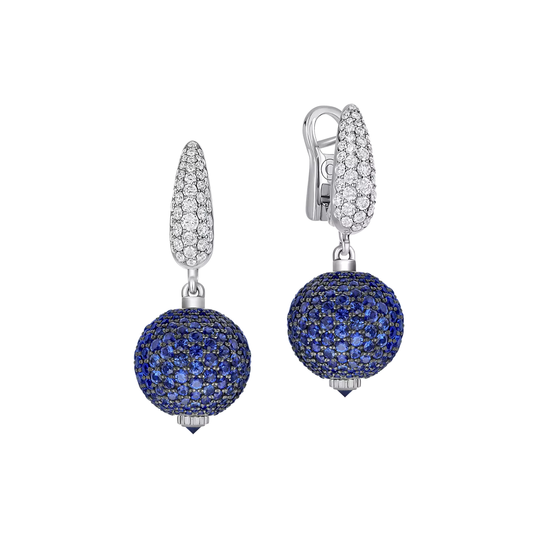 Серьги с сапфирами и бриллиантами, белое золото