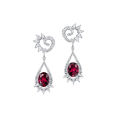 Серьги рубеллитами и бриллиантами, белое золото