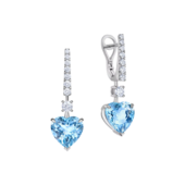 Серьги с аквамаринами и бриллиантами, белое золото