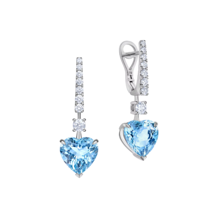 Серьги с аквамаринами и бриллиантами, белое золото 1