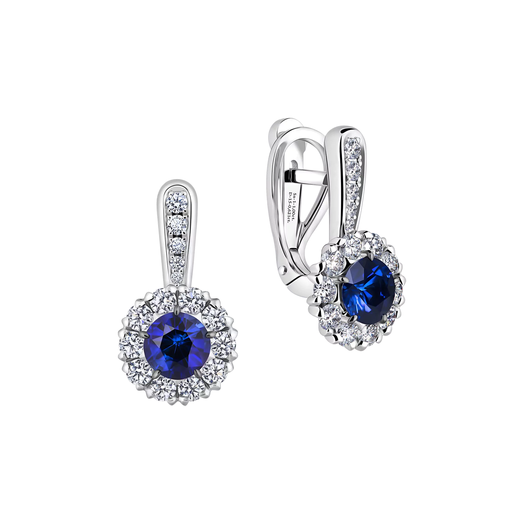 Серьги с сапфирами и бриллиантами, белое золото