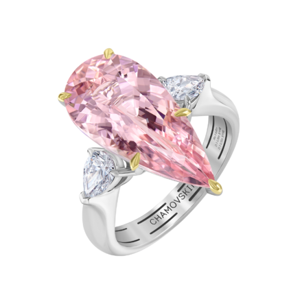 Кольцо с морганитом и бриллиантами, белое золото 1