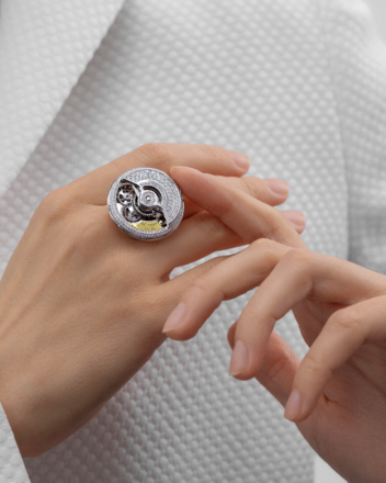 Кольцо с бриллиантами, белое золото 5