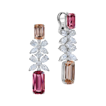 Серьги с турмалинами и бриллиантами, белое золото 1