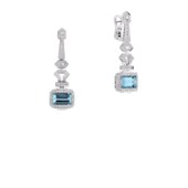 Серьги с аквамаринами, жемчугом и бриллиантами, белое золото