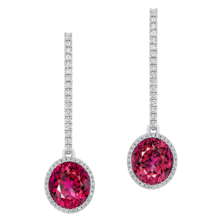 Серьги с рубеллитами и бриллиантами, белое золото 1