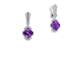 Серьги с аметистами, бриллиантами и розовыми сапфирами, белое золото