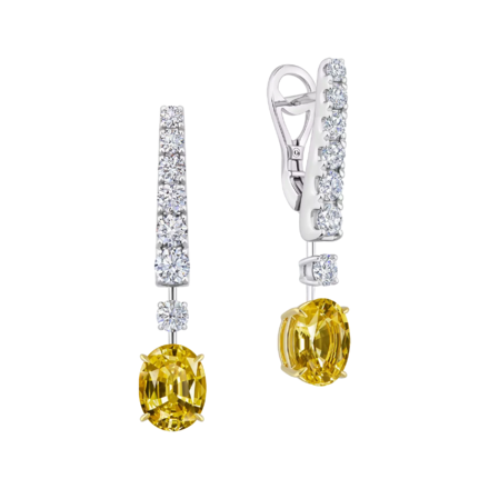 Серьги с желтыми сапфирами и бриллиантами, белое и желтое золото 1