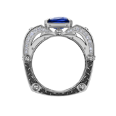 Кольцо с сапфиром и бриллиантами, белое золото