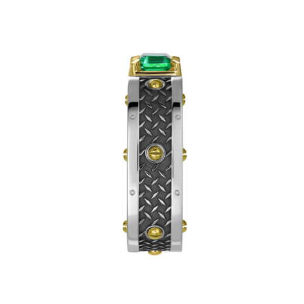 Кольцо с изумрудом и бриллиантами, белое и жёлтое золото 3