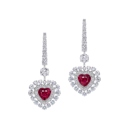 Серьги с рубинами и бриллиантами, белое золото 2