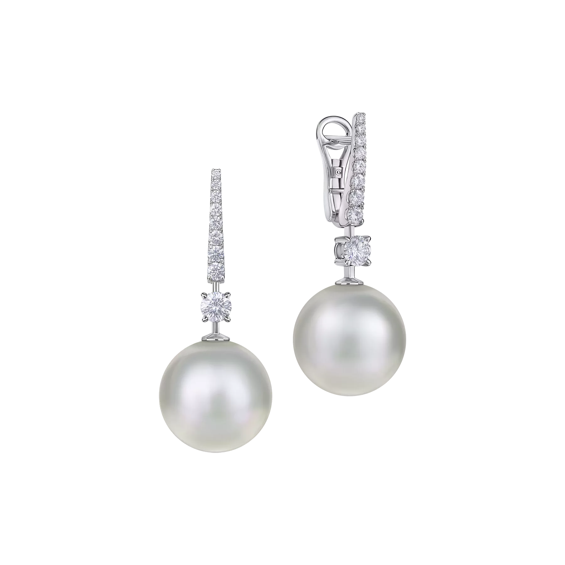 Серьги с жемчугом и бриллиантами, белое золото