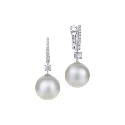 Серьги с жемчугом и бриллиантами, белое золото 1