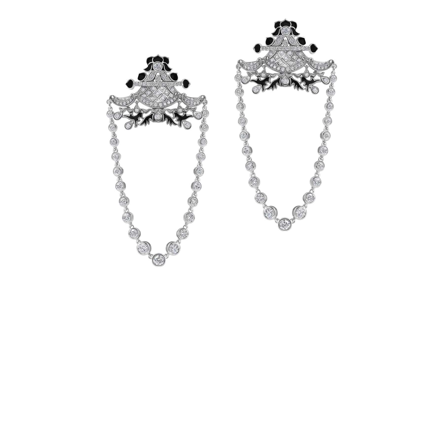 Серьги с опалами, бриллиантами и жемчугом, белое золото