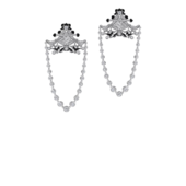 Серьги с опалами, бриллиантами и жемчугом, белое золото