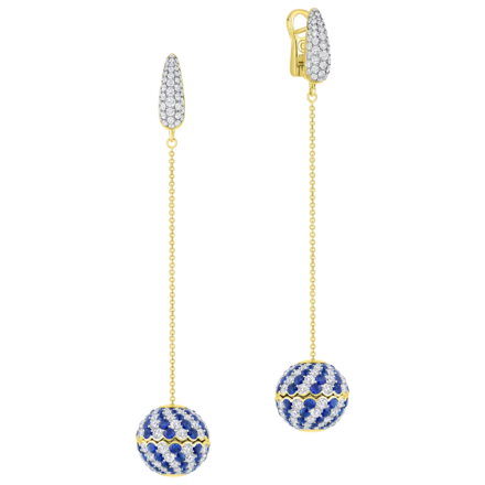 Серьги с сапфирами и бриллиантами, желтое золото 1