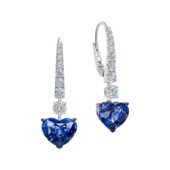 Серьги с сапфирами и бриллиантами, белое золото