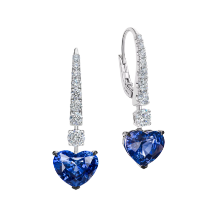 Серьги с сапфирами и бриллиантами, белое золото 1