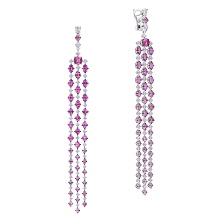 Серьги с сапфирами и бриллиантами, белое золото 1