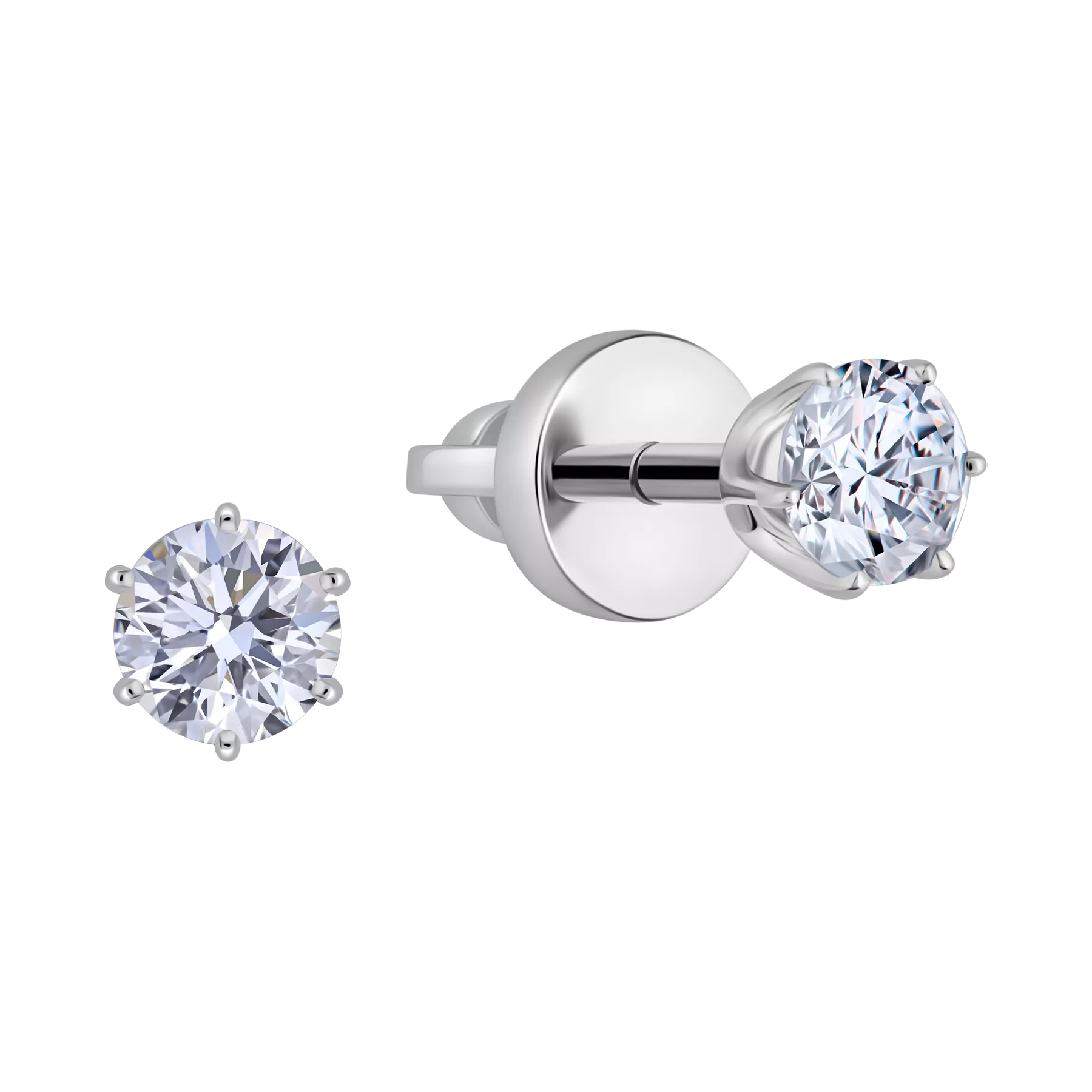 Пусеты с бриллиантами, белое золото