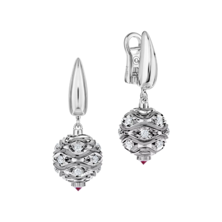 Серьги с рубинами и бриллиантами, белое золото 1