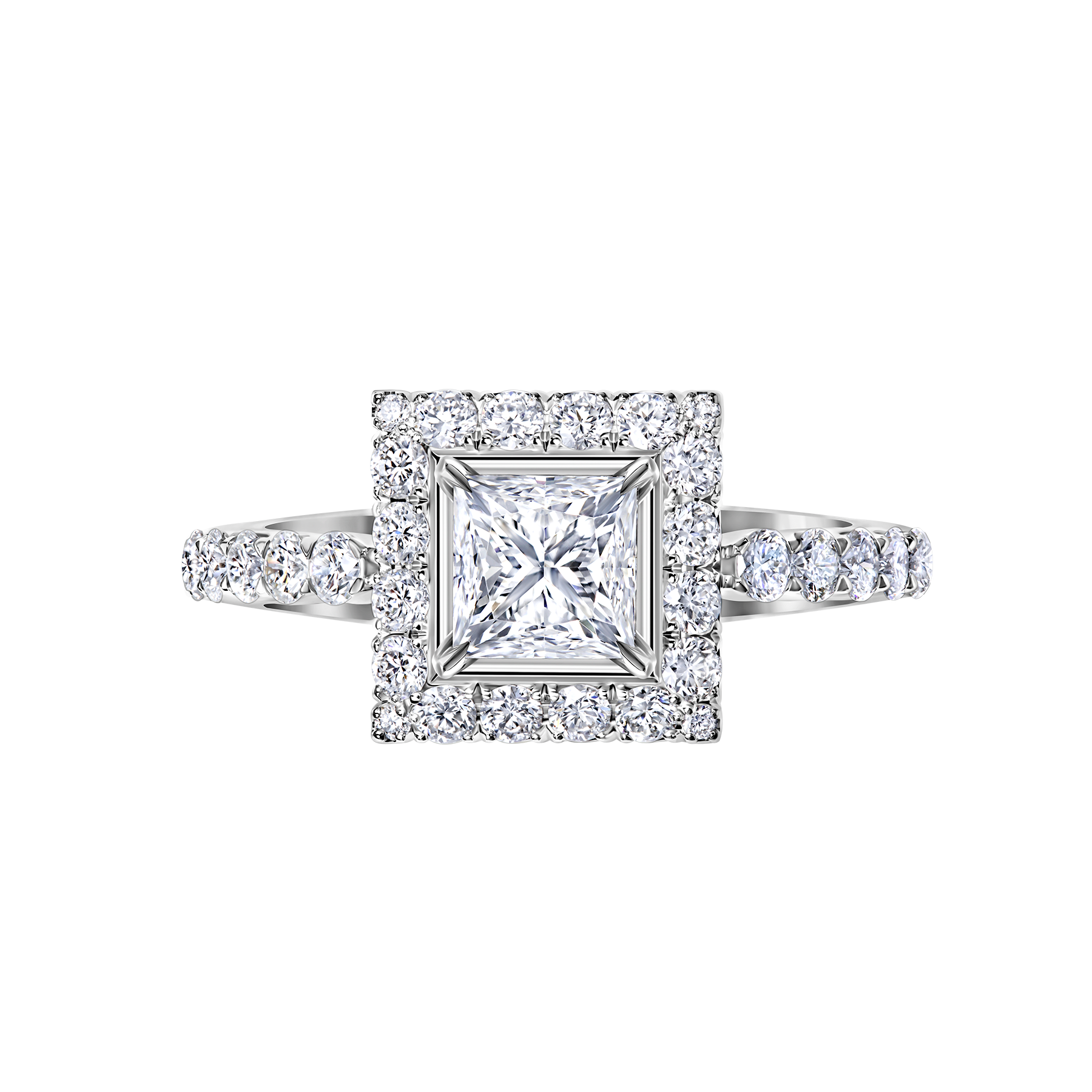 Кольцо с бриллиантами, белое золото