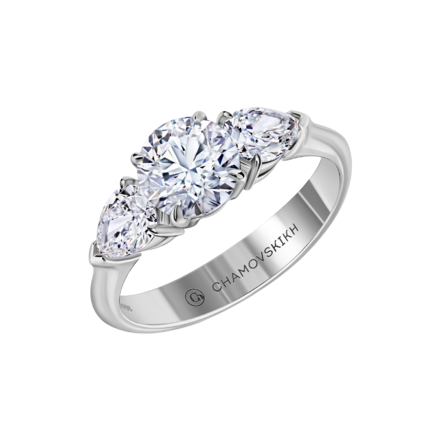 Кольцо с бриллиантами, белое золото 1