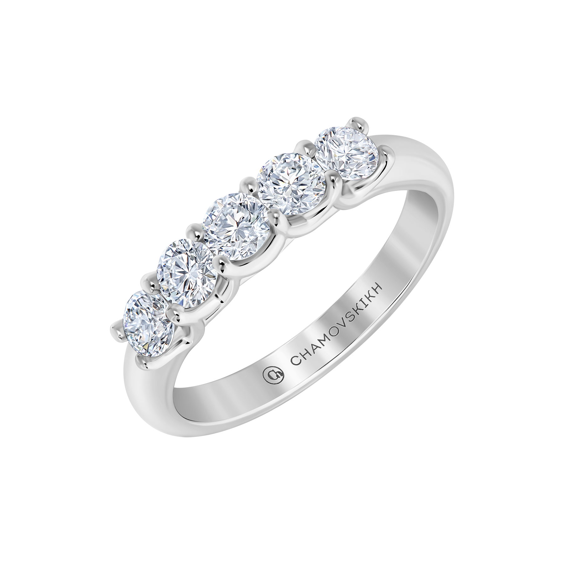 Кольцо с бриллиантами, белое золото