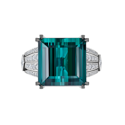 Кольцо с турмалином индиголитом и бриллиантами, белое золото 3