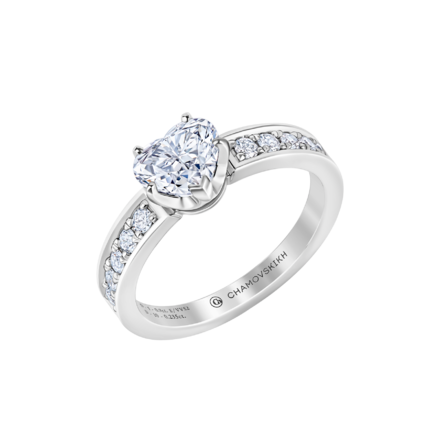 Кольцо с бриллиантами, белое золото 1